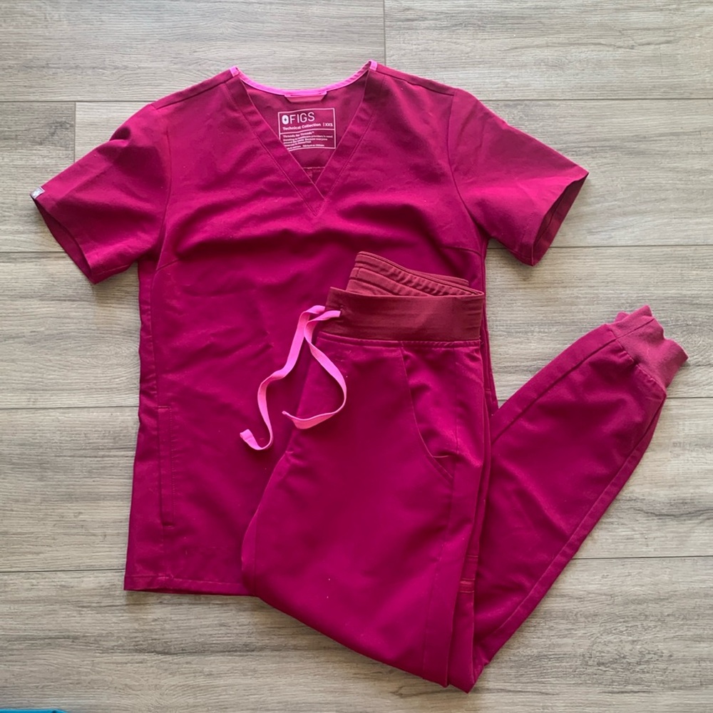 FIGS fuscia scrubs